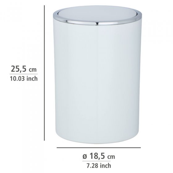 Schwingdeckeleimer Mod. Inca White, hochwertiger Kunststoff, 5 Liter