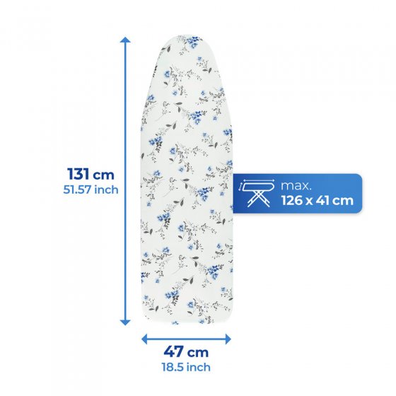 Bügeltischbezug Mod. Keramik M Floral Blau, bis 126 x 41 cm einsetzbar 