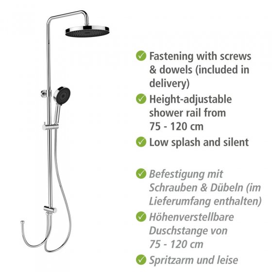 Duschsystem Mod. Softwater Chrom, einfacher Anschluss an bestehende Armatur oder Wandanschlussbogen 