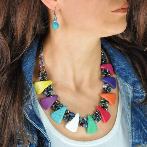 Schmuckset Set aus Collier und Ohrhaken multicolor 