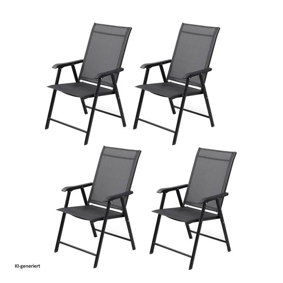 4er Set moderner Gartenstühle mit 5-fach verstellbarer Rückenlehne 