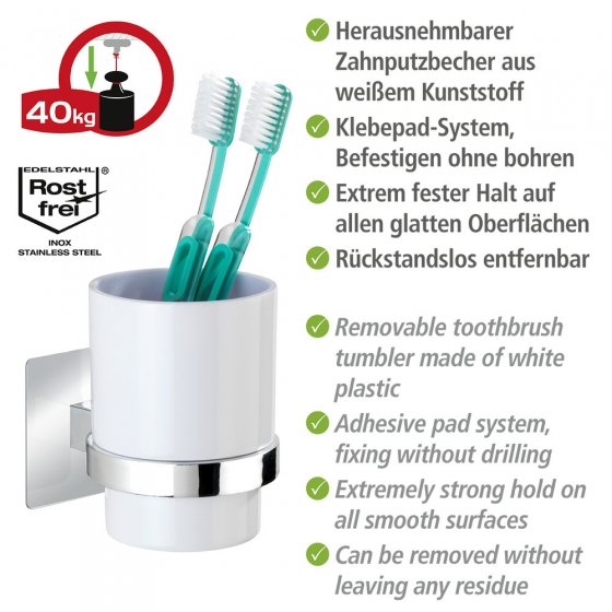 Turbo-Loc® Zahnputzbecher Quadro, Befestigen ohne bohren 