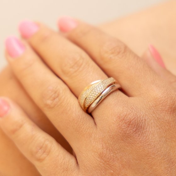Ring 375 Gold dreifarbig Zirkonia 