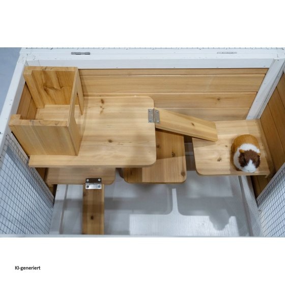 Erhöhter Kleintierkäfig aus Holz Nagerkäfig für Kaninchen, Meerschweinchen und Co. 