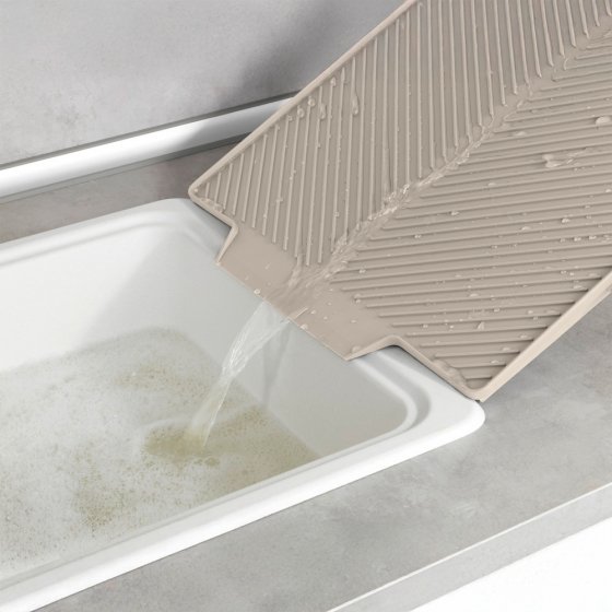 Abtropfmatte Mod. Nelia, beige, Kunststoff, 34x40x3 cm, geneigte Fläche für Wasserablauf