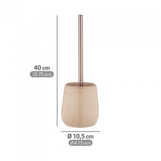 WC-Garnitur Mod. Sirmione, beige, keramik, edelstahl, 40x10.5 cm, mit schwarzem Bürstenkopf 