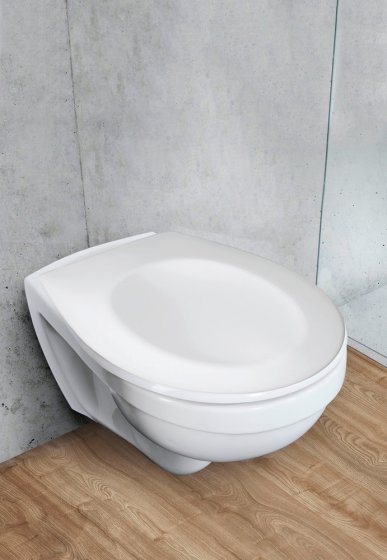 Toilettensitz Mod. Varoni, WC-Sitz mit Absenkautomatik, Schnellbefestigung, aus antibakteriellem, stabilem Duroplast 