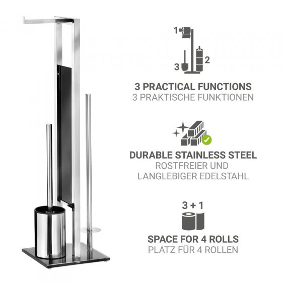 Stand WC-Garnitur Mod. Rivalta ES mit Ersatzbürste, Edelstahl, Silikonbürstenkopf 