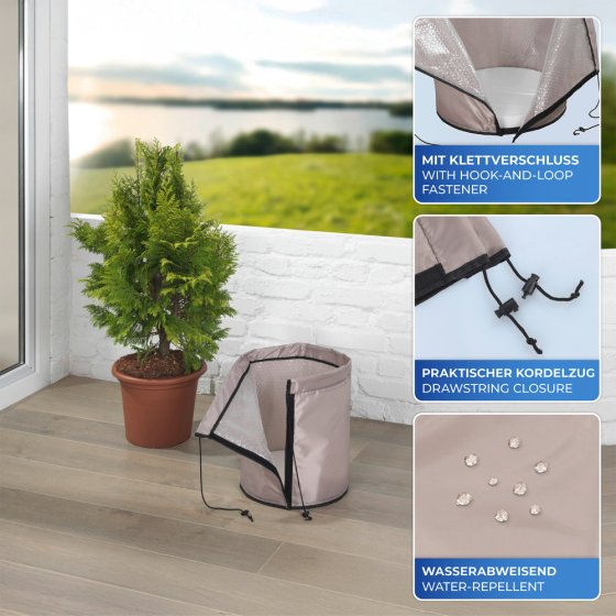 Pflanztopf-Sack 30x40cm, beige, 28L, Polyester, 2er Set, extra dicke Bodenplatte für Isolierung 