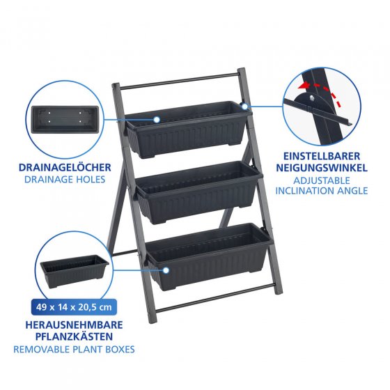 Vertikales Hochbeet, 3 Etagen, wetterbeständiger Kunststoff 