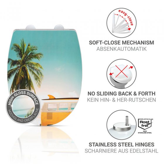 WC-Sitz Mod. Corbara, mehrfarbig, Thermoplast, 36.5x45 cm, mit Easy-Close Absenkautomatik 