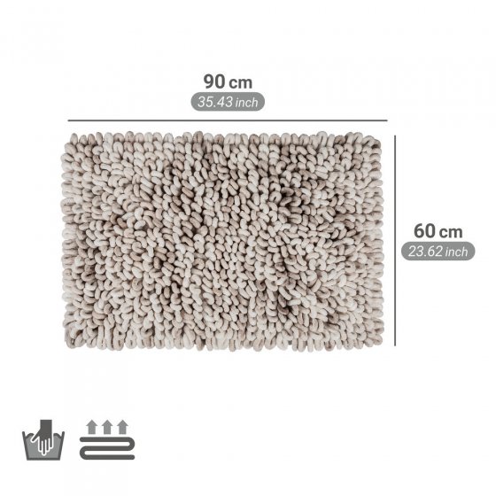 Badteppich Mod. Lerici, weiß-grau, Polyester-Baumwolle, 60x90 cm, schnelltrocknend und rutschfest 