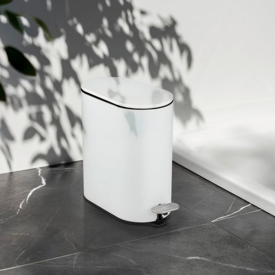 Kosmetikeimer Mod. Collungo, weiß, Stahl/Kunststoff, 5L, Easy-Close, mit herausnehmbarem Innenbehälter 