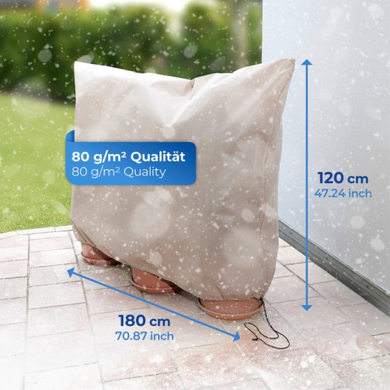 Pflanzenschutz-Vlies beige, 180x120 cm, 2er Set, reißfest und wasserabweisend 