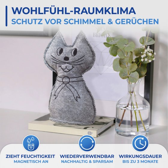 Raumentfeuchter Mod. Katze, 2er Set, schwerer Türstopper 