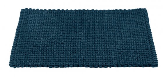 Badteppich Mod. Covelo, dunkelblau, Polyester, Baumwolle, 50x80 cm, rutschhemmend und waschbar bis 30°C 