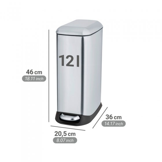 Treteimer Mod. Design 12 L, Easy-Close, Edelstahl, mit herausnehmbarem Einsatz 