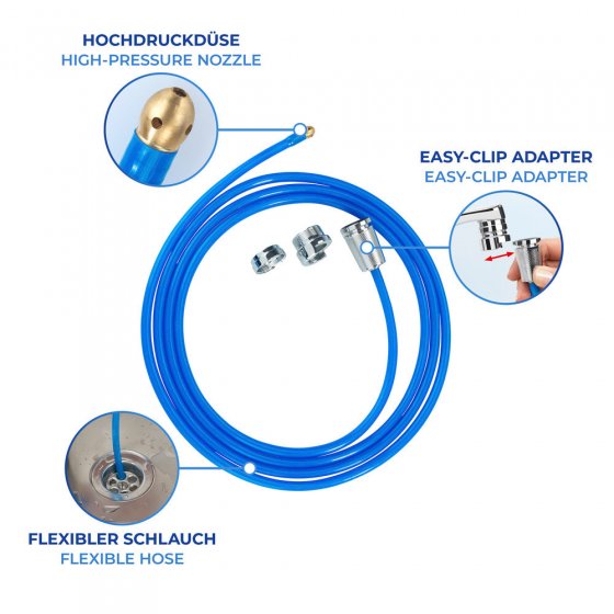 Reiniger Mod. Twister, blau, Kunststoff/Metall, 3x250x3 cm, mit Messing-Hochdruckdüse 