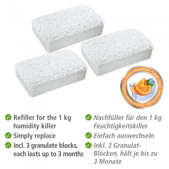 Nachfüllpack für Luftentfeuchter Orange, 3 x 1 kg, für Raumentfeuchter 