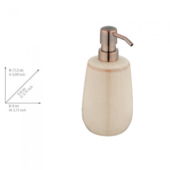 Bad-Accessoire Set Mod. Sirmione, beige, Keramik, 2-teilig, aus Keramik, kupferfarbene Details 