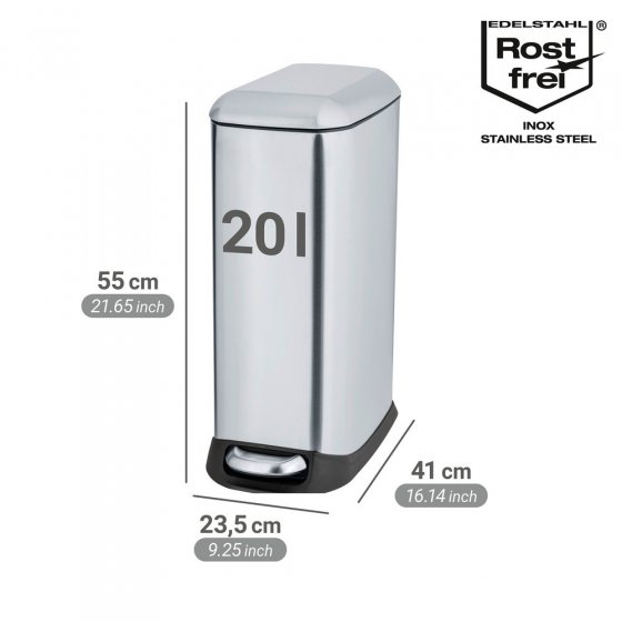 Treteimer Mod. Design 20 L, Easy-Close, Edelstahl, mit herausnehmbarem Einsatz 
