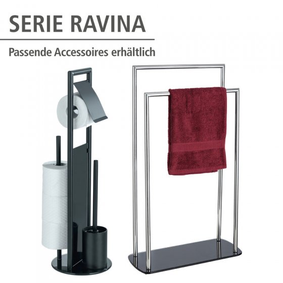 Stand WC-Garnitur Mod. Ravina, Schwarz, mit Ersatzrollenhalter für 3 Rollen 