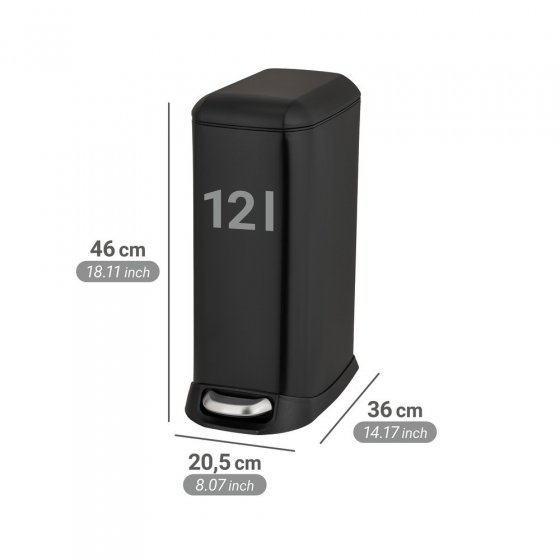 Treteimer Mod. Design 12 L, Easy-Close, Schwarz, mit herausnehmbarem Einsatz 