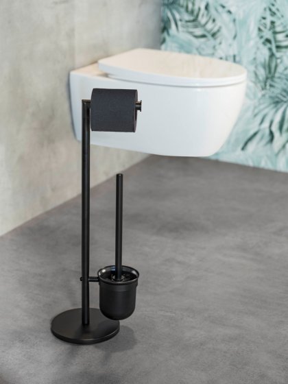 Stand WC-Garnitur Mod. Parus Schwarz, aus lackiertem Stahl 