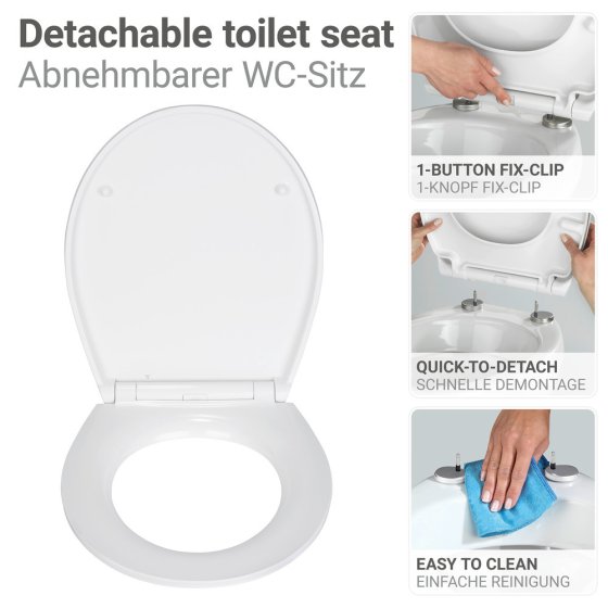 WC-Sitz Mod. Menin, mehrfarbig, Duroplast, Edelstahl, 38x44,5 cm, easy-close Absenkautomatik 