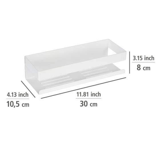Turbo-Loc® Wandablage Mod. Genova White matt, Befestigen ohne Bohren mit Spezial-Klebepad 