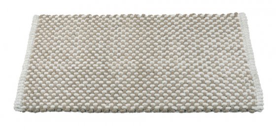 Badteppich Mod. Covelo, weiß-beige, Polyester, Baumwolle, 50x80 cm, rutschhemmend beschichtet, schnelltrocknend 