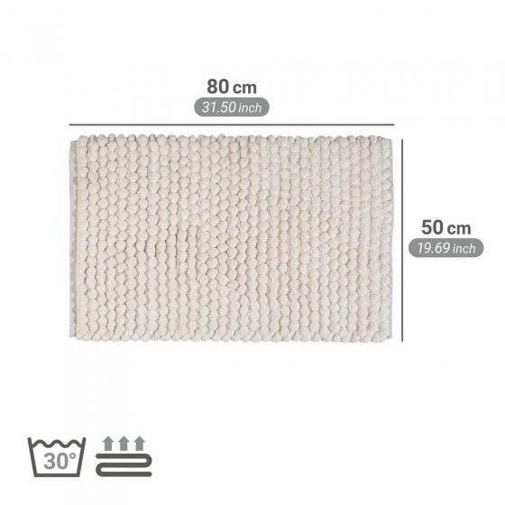 Badteppich Mod. Solivo, weiß, Polyester/Baumwolle, 50x80 cm, rutschhemmend beschichtet, schnelltrocknend 