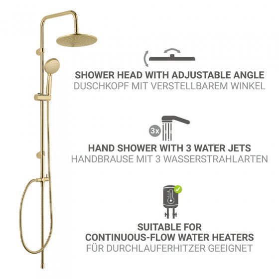 Duschsystem Mod. Young Line Gold, Handbrause mit 3 Funktionen 