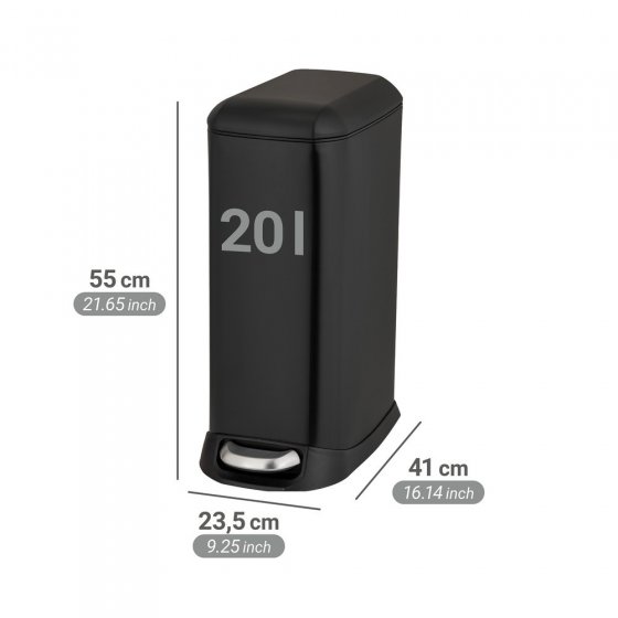 Treteimer Mod. Design 20 L, Easy-Close, Schwarz, mit herausnehmbarem Einsatz 