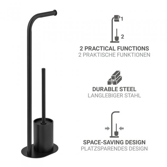 Stand WC-Garnitur Mod. Levante, schwarz, Stahl, 23x63x17 cm, rostfrei und freistehend 
