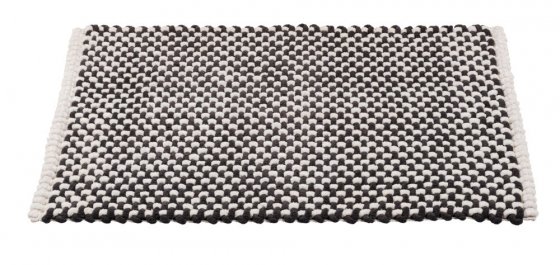 Badteppich Mod. Covelo, weiß-anthrazit, Polyester/Baumwolle, 50x80 cm, rutschhemmend beschichtet, schnelltrocknend 