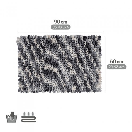 Badteppich Mod. Lerici, grau-blau, Polyester/Baumwolle, 60x90 cm, rutschhemmend beschichteter Rücken 