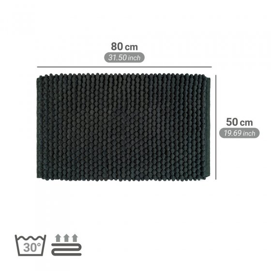 Badteppich Mod. Solivo, dunkelgrün, Polyester/Baumwolle, 50x80 cm, rutschhemmend und schnelltrocknend 