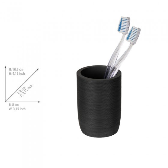 Bad-Accessoire Set Mod. Altavalle, schwarz, Polyresin, Bambus, Ø 18,5 x 8 cm, freistehend, inklusive Zahnputzbecher 