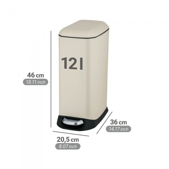Treteimer Mod. Design 12 L, Easy-Close, Creme, mit herausnehmbarem Einsatz 