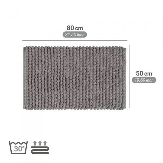 Badteppich Mod. Solivo, grau, Polyester/Baumwolle, 50x80 cm, rutschfest, für Fußbodenheizung geeignet 
