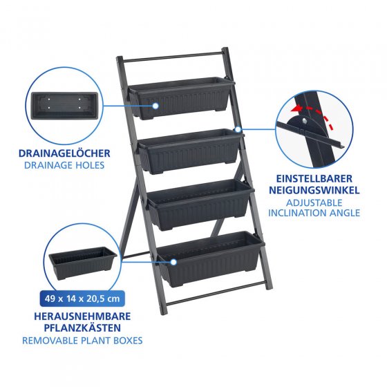 Vertikales Hochbeet, 4 Etagen, wetterbeständiger Kunststoff 