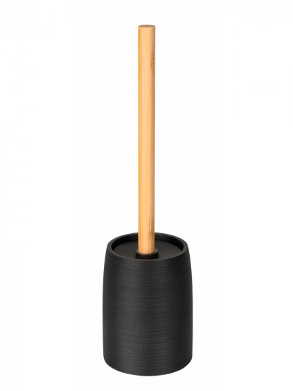 WC-Garnitur Mod. Altavalle, schwarz, polyresin, bambus, Ø10,5x38,5 cm, mit natürlichem Bambusgriff 