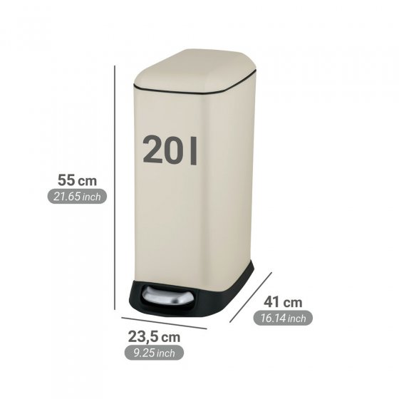 Treteimer Mod. Design 20 L, Easy-Close, Creme, mit herausnehmbarem Einsatz 