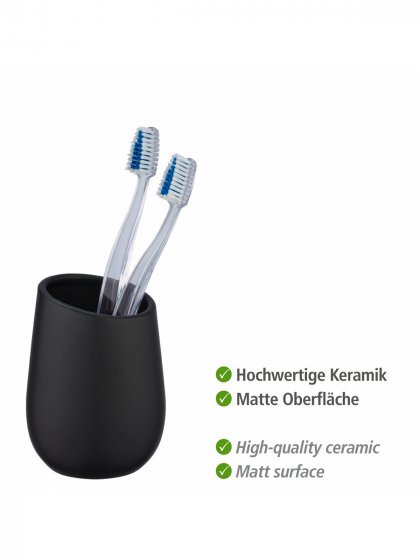 Waschtisch-Set Mod. Badi Schwarz, 2-tlg., 1 Zahnputzbecher, 1 Seifenspender 