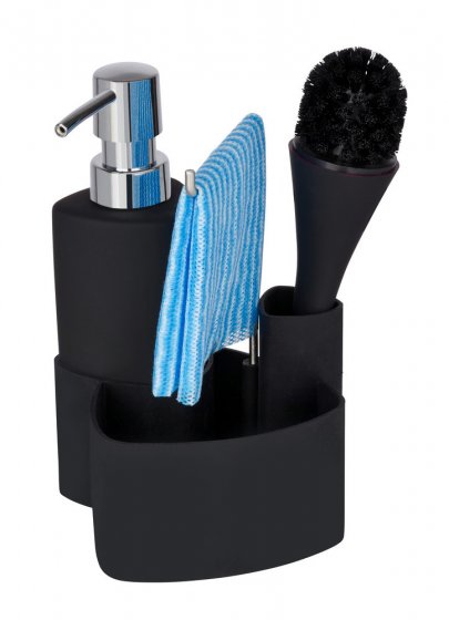 Spül-Set Mod. Empire Schwarz, inkl. 2 Mikrofasertücher Migro, Fassungsvermögen Spender: 250 ml 