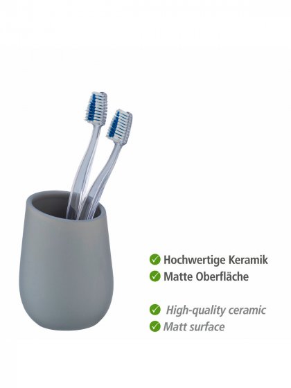 Waschtisch-Set Mod. Badi Grau, 2-tlg., 1 Zahnputzbecher, 1 Seifenspender 
