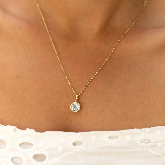 Halskette Gold 375 mit Blautopas (beh.) 8mm 