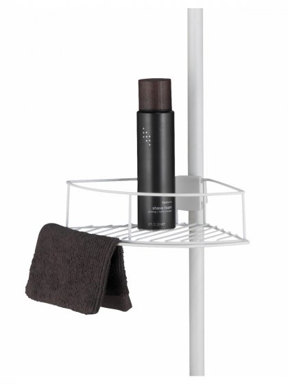 Teleskop-Eckregal Mod. Dolcedo Weiß matt, aus rostfreiem Edelstahl 