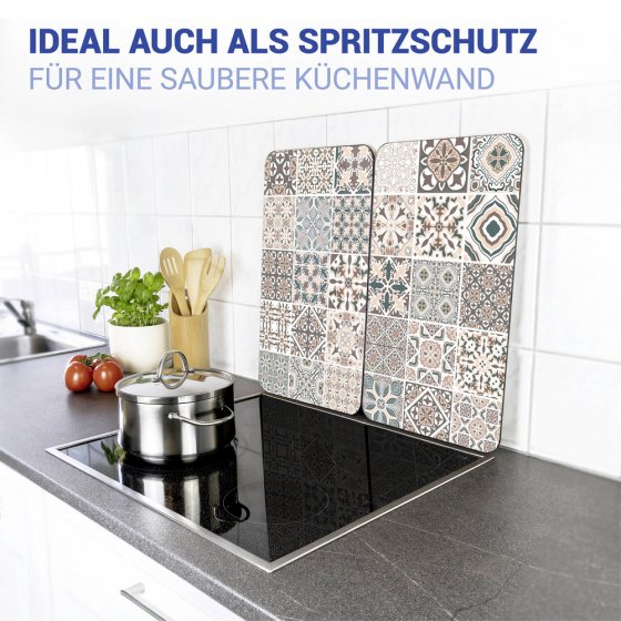 Herdabdeckplatte Universal Mod. Kachel, 2er Set, für alle Herdarten geeignet 